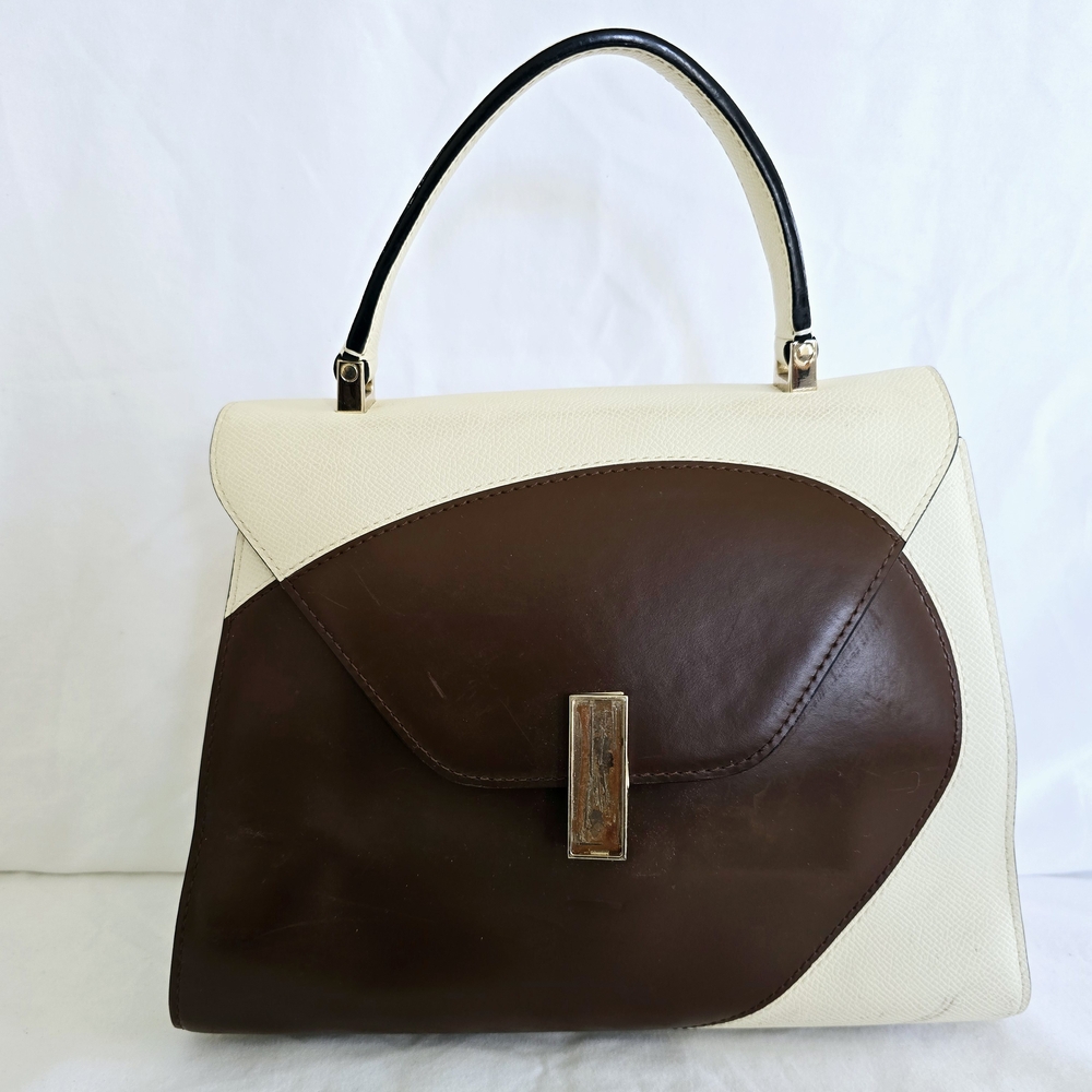 Elegant Cream and Brown Handbag